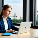 퓨전 피자 DIY 키트 사용 후기 - **

A professional woman in a modest business suit, sitting at a desk in a modern Moscow office. She...