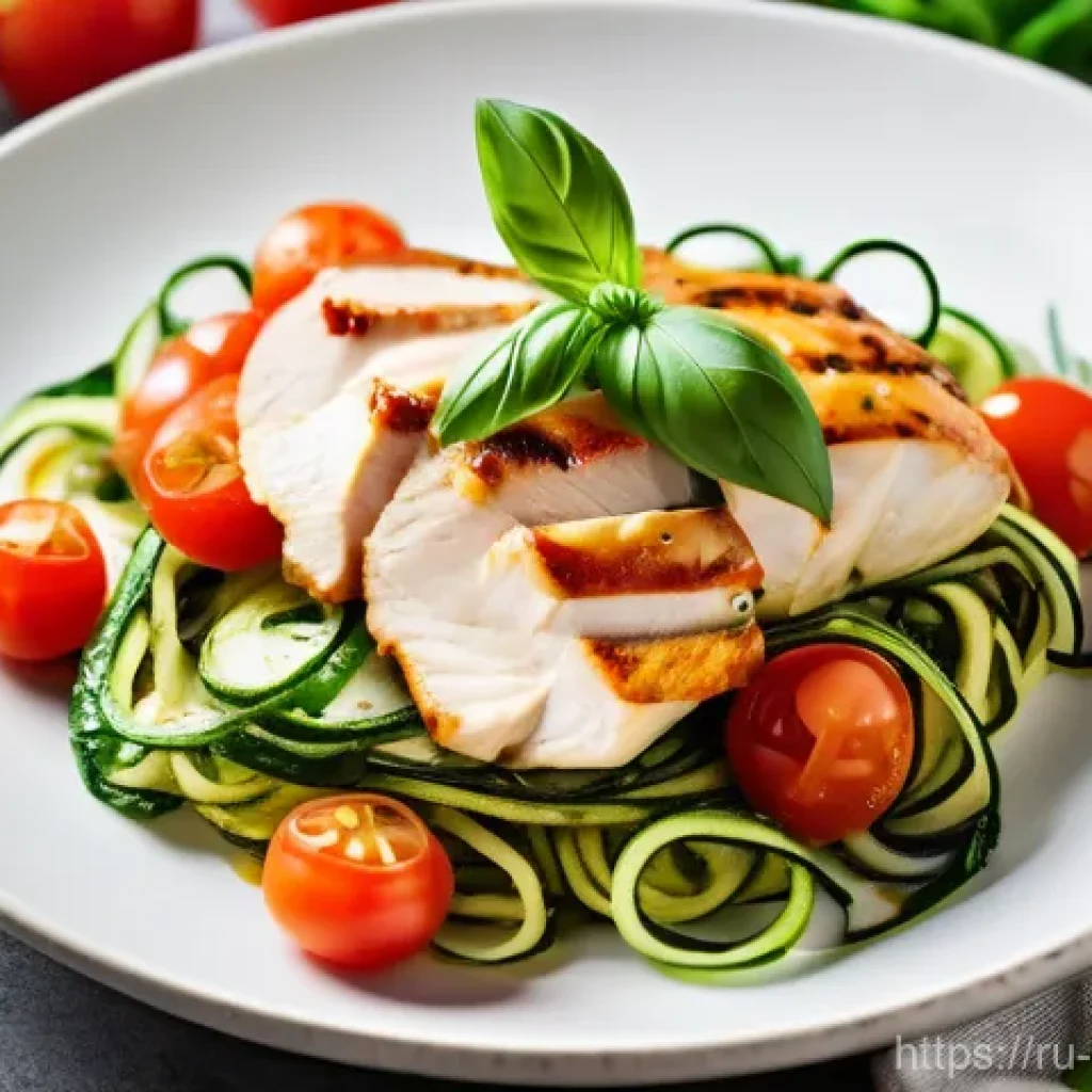 퓨전 치킨의 다이어트 버전 - A beautifully composed image of a healthy fusion chicken dish. The centerpiece is a perfectly baked ...