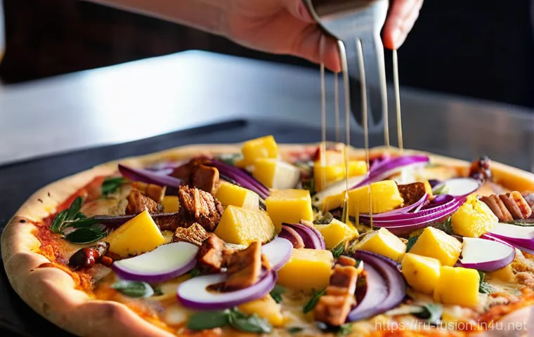 퓨전 피자 크러스트 영양 성분 - **Prompt:** A close-up, top-down shot of a vibrant, freshly baked sweet potato crust pizza. The gold...