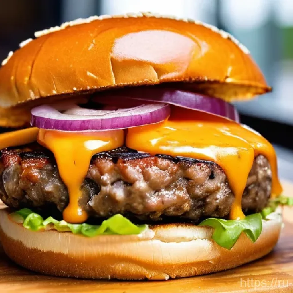 퓨전 패스트푸드 대체육 사용 현황 - **Prompt:** A vibrant, mouth-watering close-up of a gourmet plant-based burger served on a rustic wo...