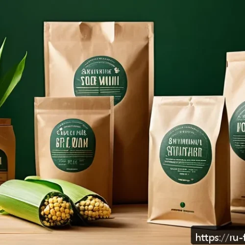 Home 31 퓨전 타코의 저탄소 포장재 - A modern eco-friendly packaging design scene showing a variety of biodegradable packaging materials ...
