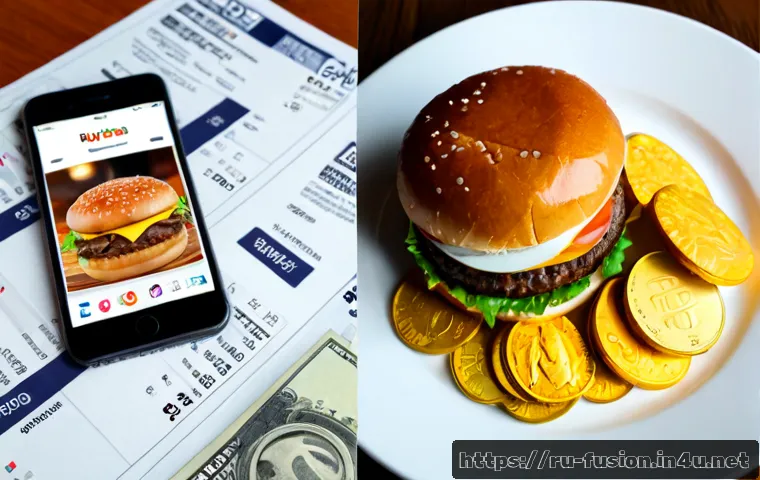 Home 17 퓨전 버거 광고비용 비교 - Photorealistic overhead comparison scene for fusion burger advertising costs: a small independent Mo...